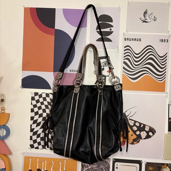 Coach Poppy Black Leather Convertible Bag - Picture 9 of 9